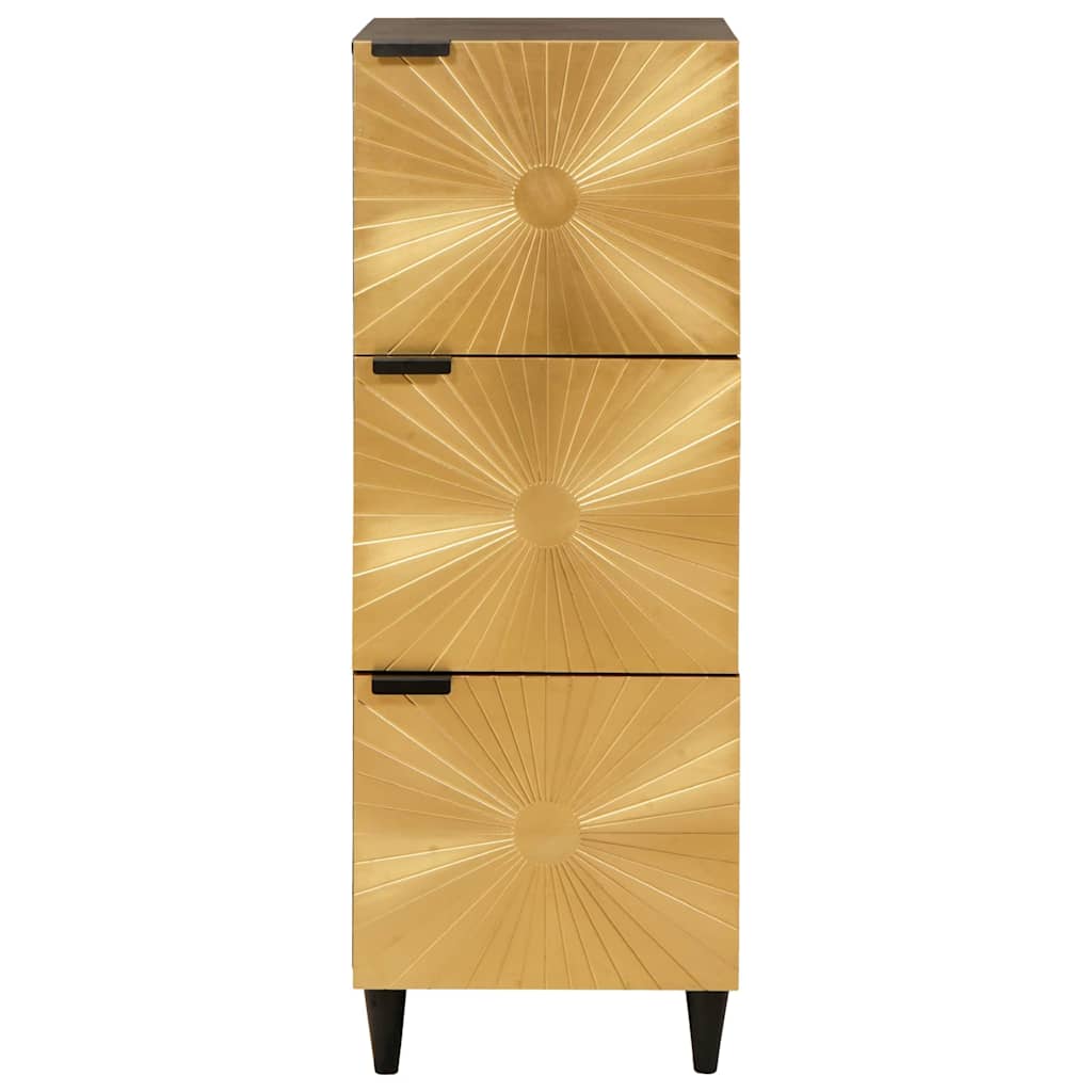 Seitenschrank mit Speicher Schwarz und Gold 40 x 33,5 x 110 cm