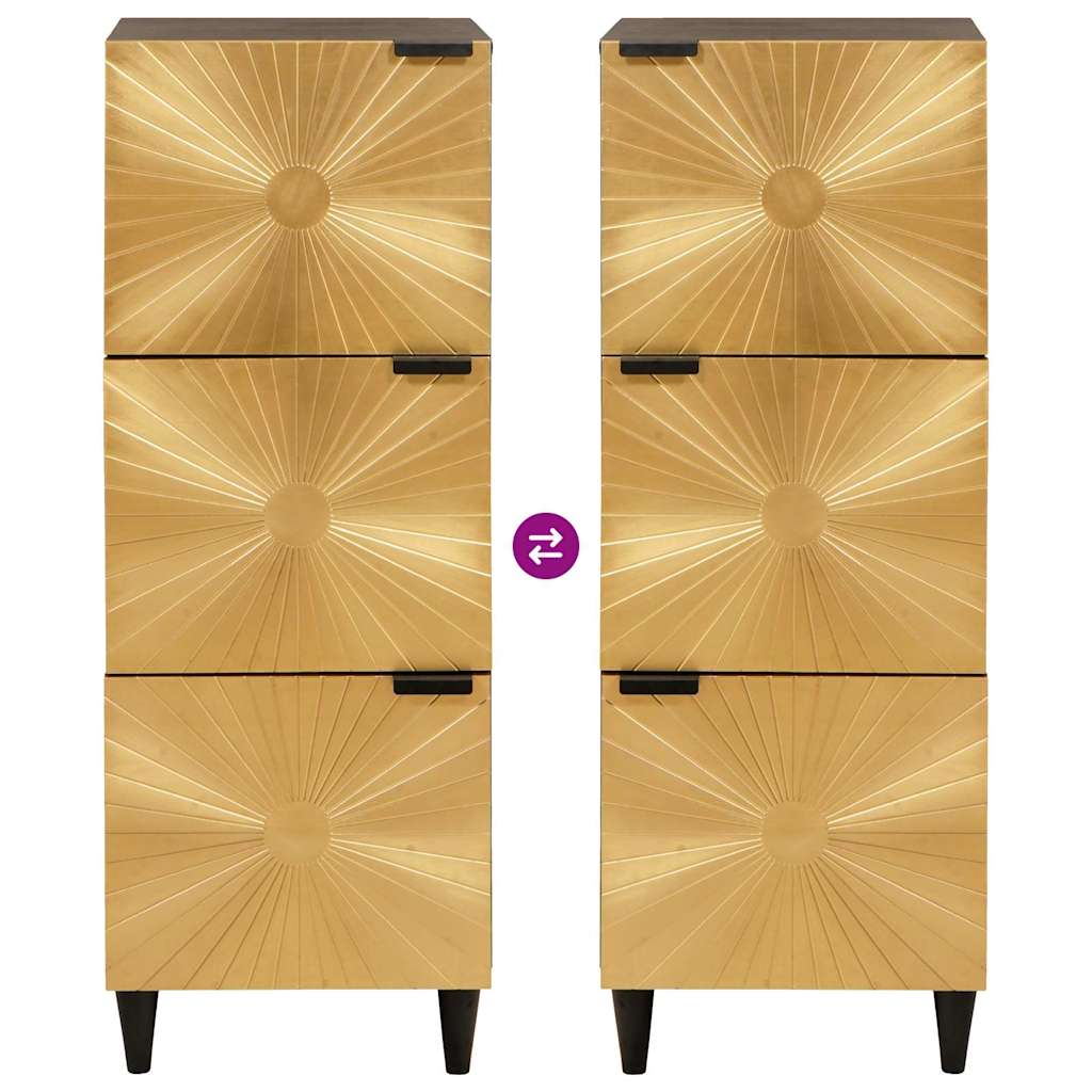 Seitenschrank mit Speicher Schwarz und Gold 40 x 33,5 x 110 cm