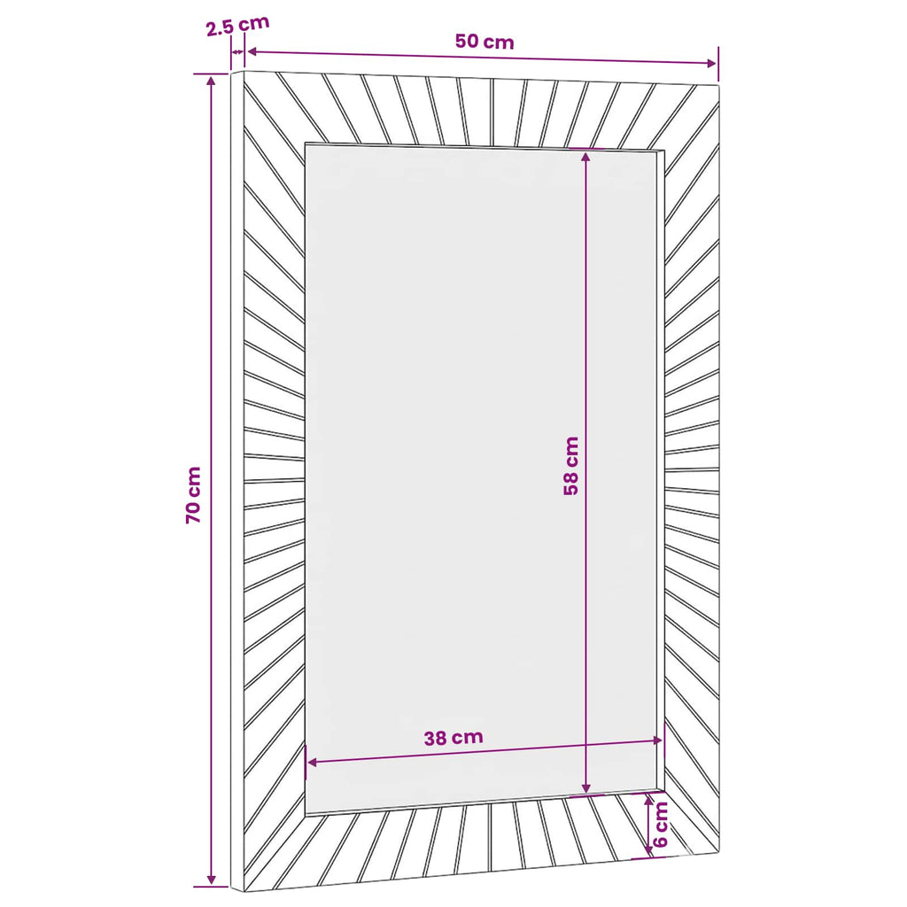 Badezimmer Spiegel Wandmontiert Gold 50 x 2,5 x 70 cm