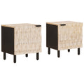 Nachttisch 2 pcs Weiß 40 x 33 x 46 cm Massivholz Mango