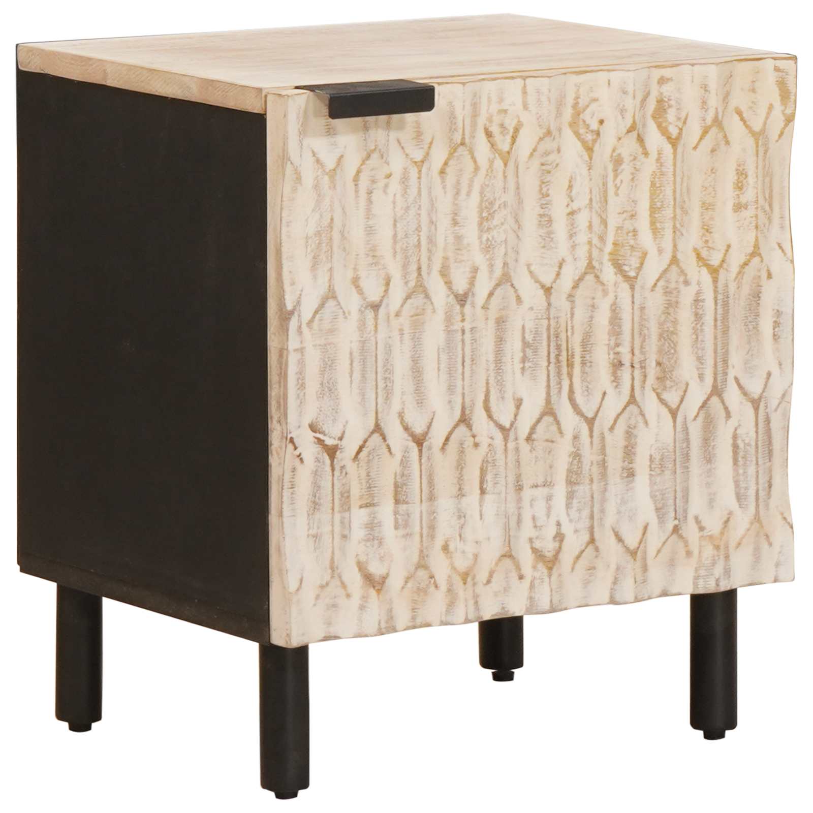 Nachttisch 2 pcs Weiß 40 x 33 x 46 cm Massivholz Mango