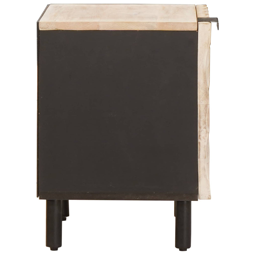 Nachttisch 2 pcs Weiß 40 x 33 x 46 cm Massivholz Mango