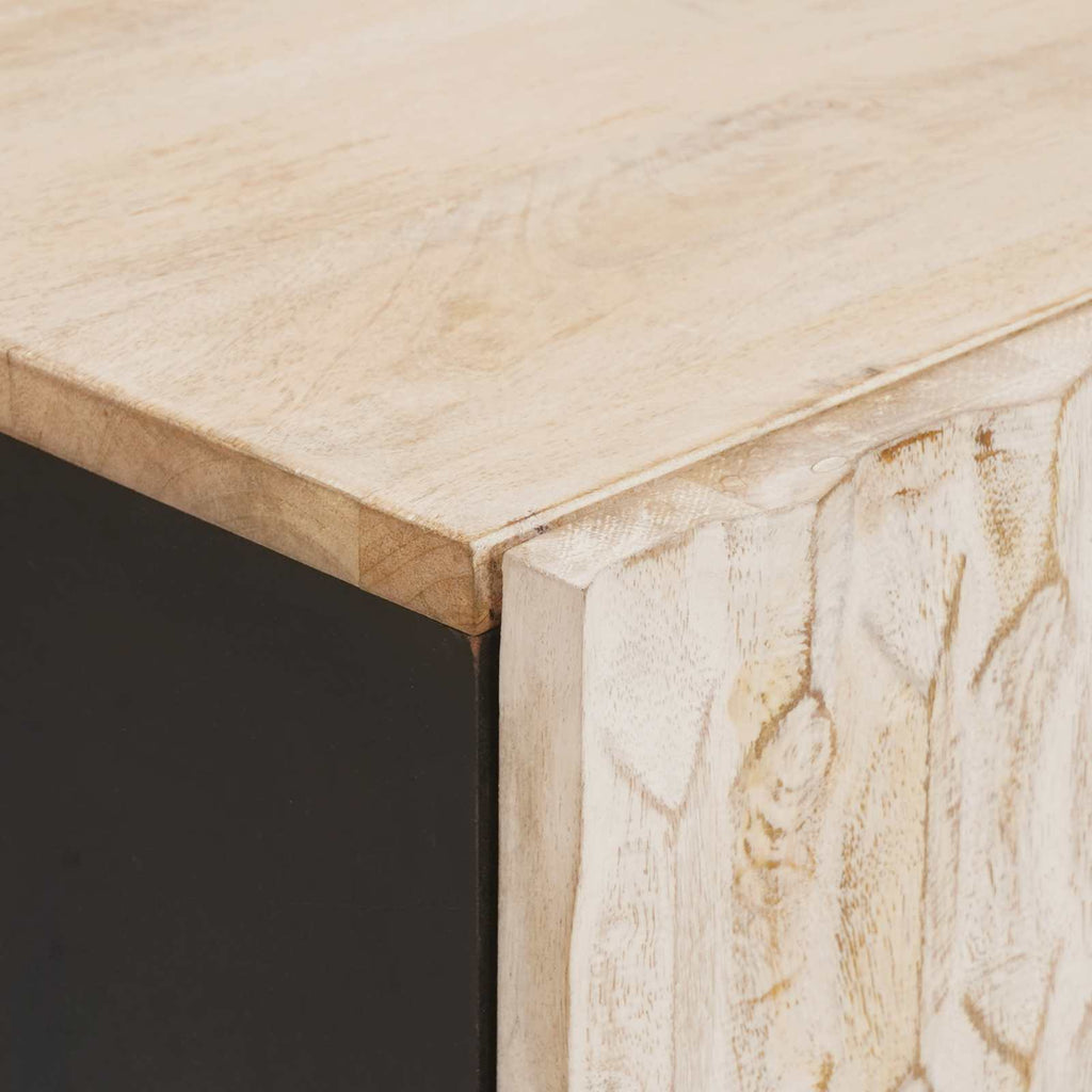 Nachttisch mit Schubladen Weiß 40 x 33 x 46 cm Massivholz Mango