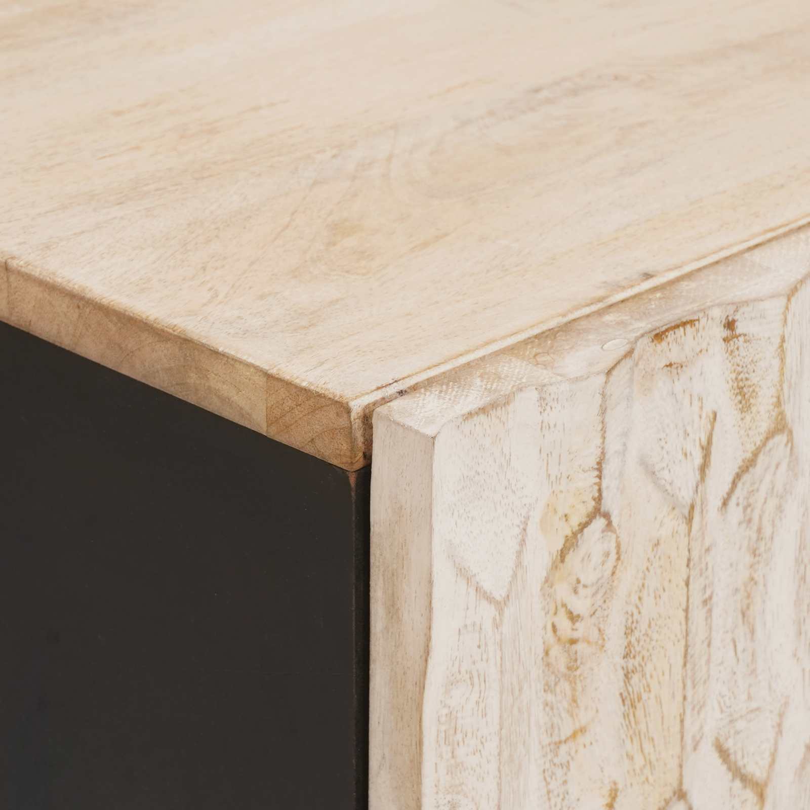 Nachttisch mit Schubladen Weiß 40 x 33 x 46 cm Massivholz Mango