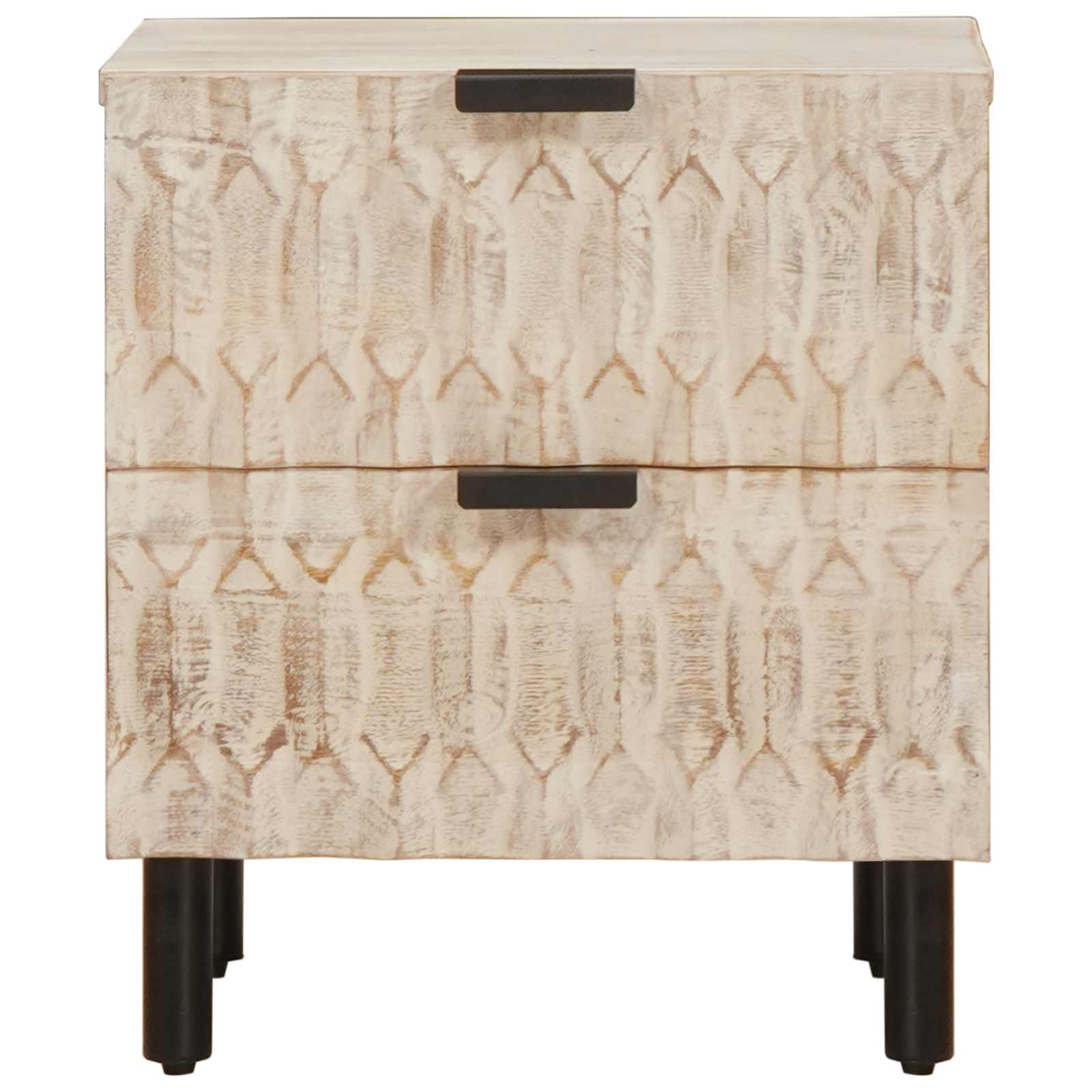 Nachttisch mit Schubladen Weiß 40 x 33 x 46 cm Massivholz Mango