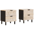 Nachttisch 2 pcs Weiß 40 x 33 x 46 cm Massivholz Mango