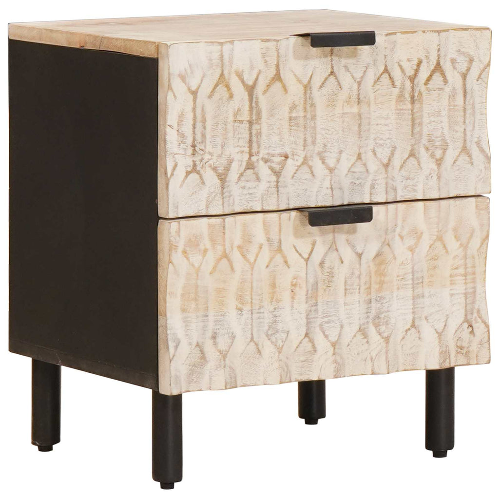 Nachttisch 2 pcs Weiß 40 x 33 x 46 cm Massivholz Mango
