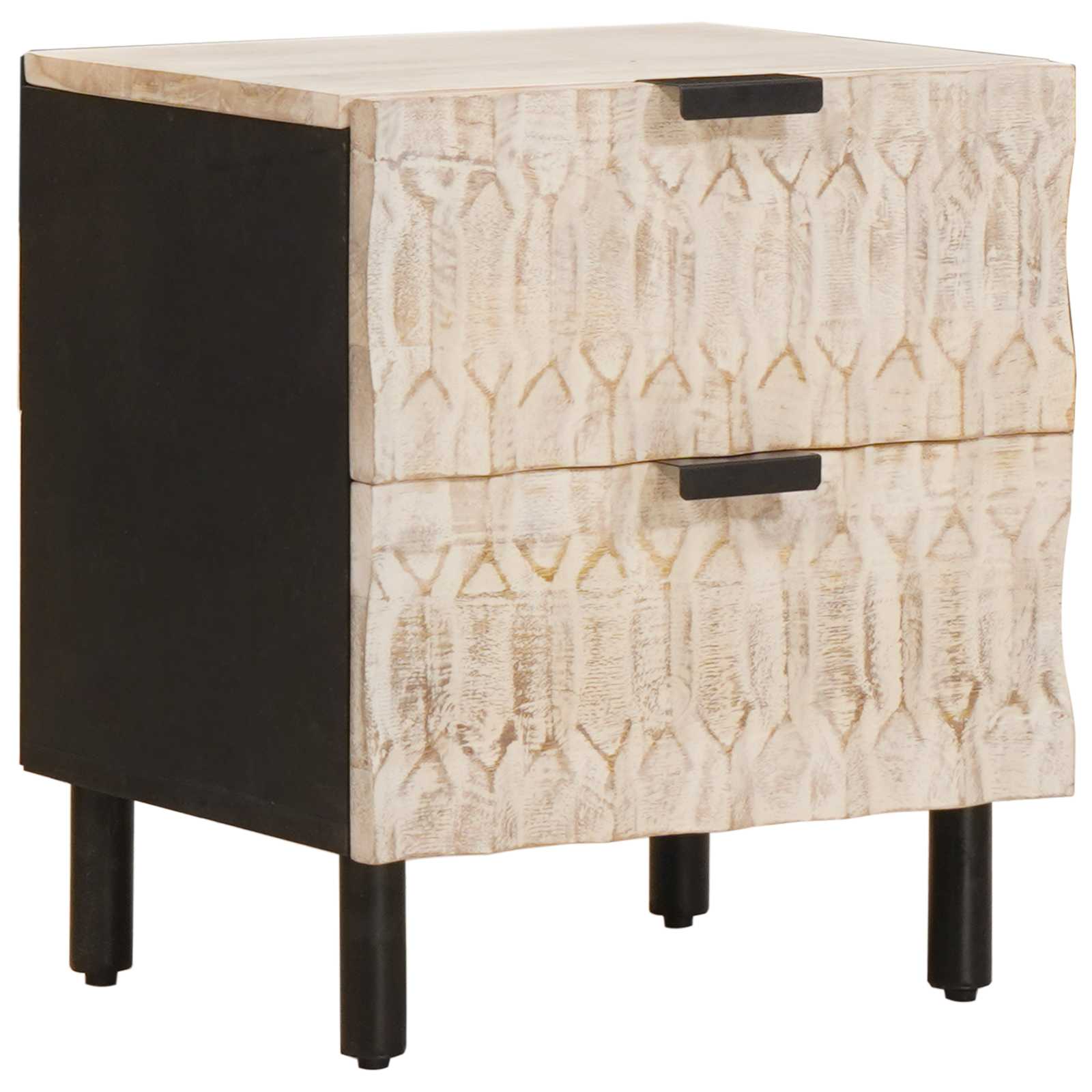 Nachttisch 2 pcs Weiß 40 x 33 x 46 cm Massivholz Mango
