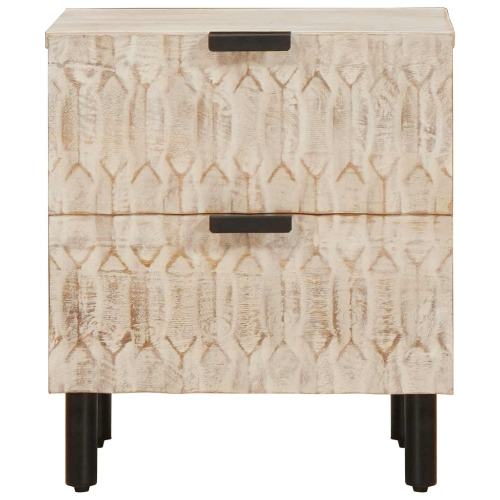 Nachttisch 2 pcs Weiß 40 x 33 x 46 cm Massivholz Mango