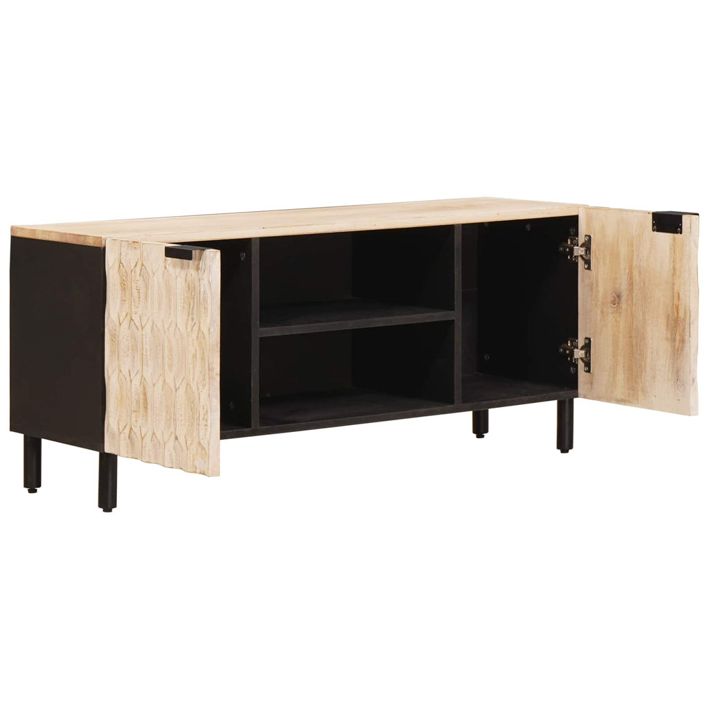 TV-Schränk mit Tür Weiße gewaschene Oberfläche 105 x 33 x 46 cm