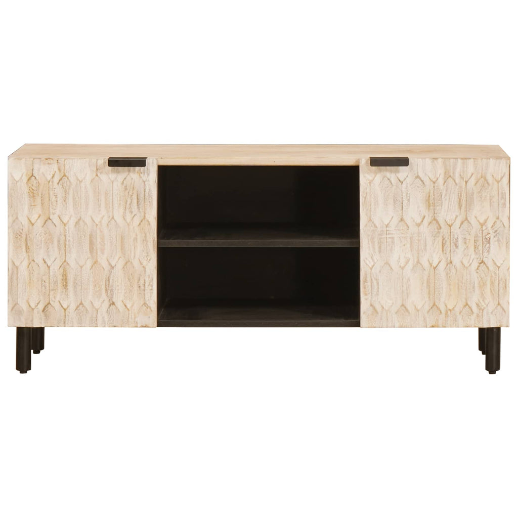 TV-Schränk mit Tür Weiße gewaschene Oberfläche 105 x 33 x 46 cm