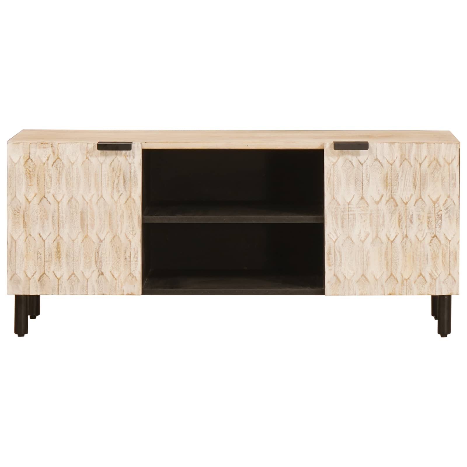 TV-Schränk mit Tür Weiße gewaschene Oberfläche 105 x 33 x 46 cm