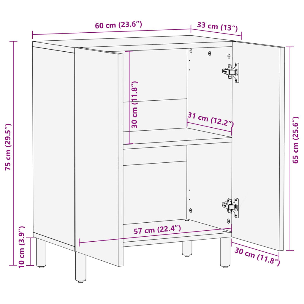 Sideboard Weiße gewaschene Oberfläche 60 x 33 x 75 cm