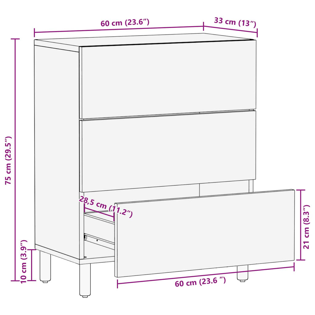 Sideboard Weiße gewaschene Oberfläche 60 x 33 x 75 cm