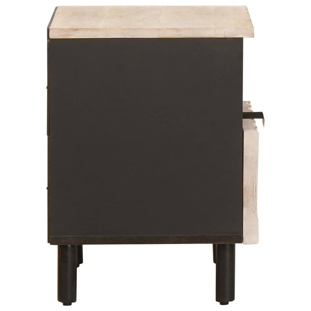 Nachttisch mit Schubladen Weiß 40 x 33 x 46 cm Massivholz Mango