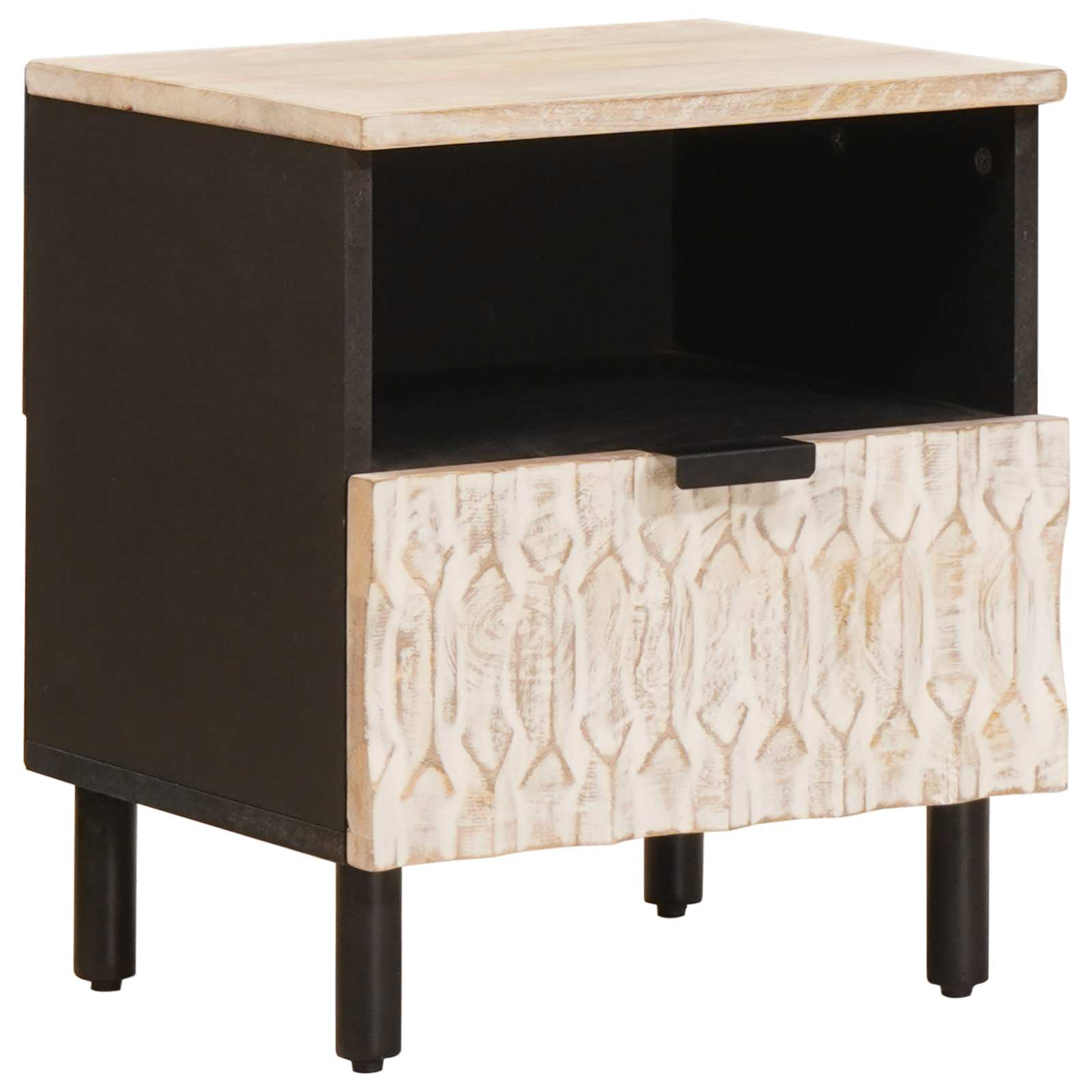 Nachttisch 2 pcs Weiß 40 x 33 x 46 cm Massivholz Mango