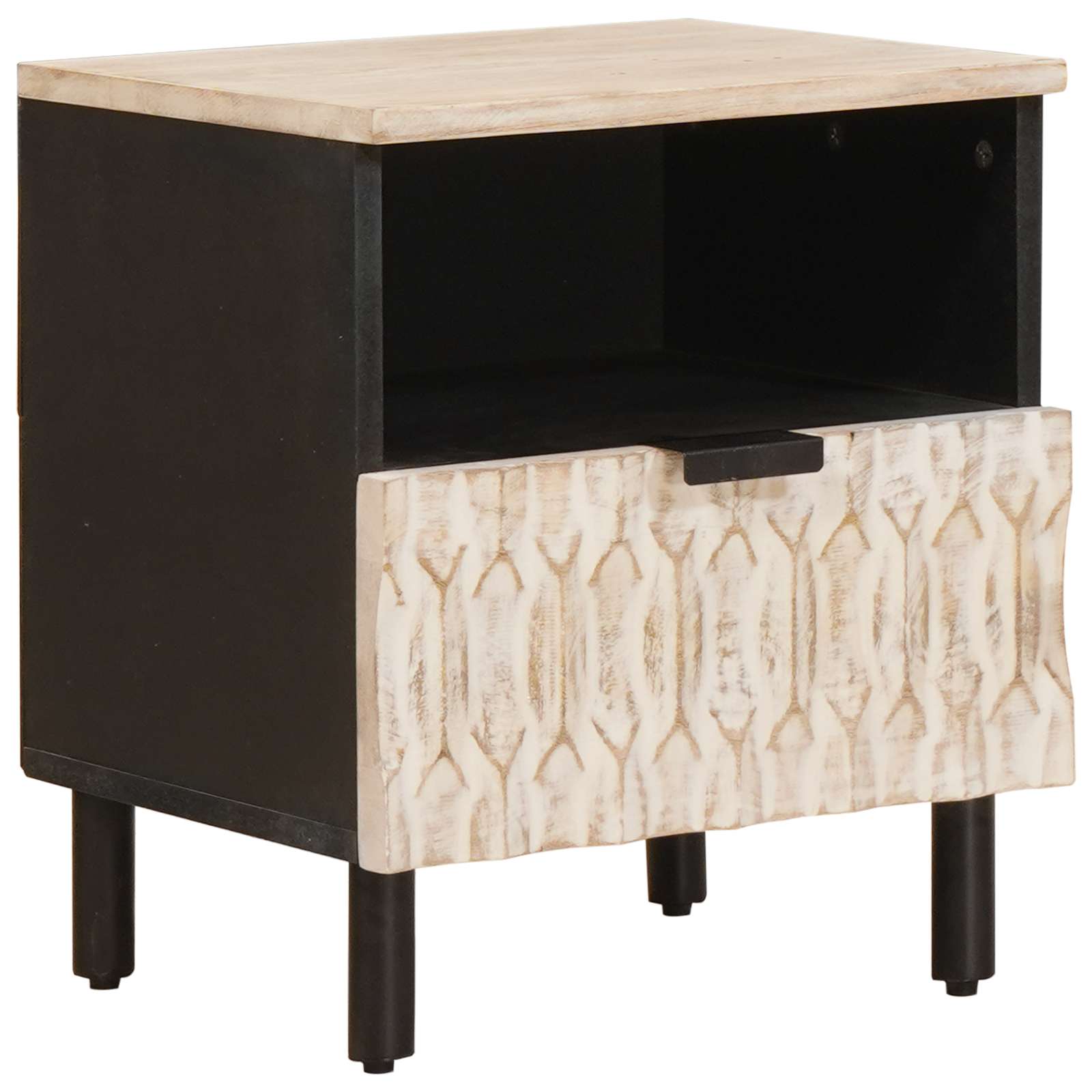 Nachttisch 2 pcs Weiß 40 x 33 x 46 cm Massivholz Mango