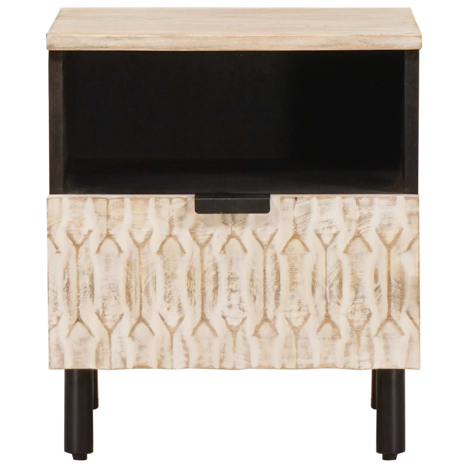 Nachttisch 2 pcs Weiß 40 x 33 x 46 cm Massivholz Mango