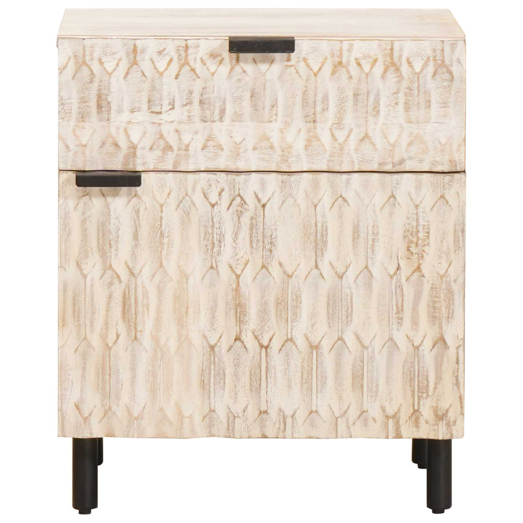 Nachttisch mit Schubladen Weiß 50 x 33 x 60 cm Massivholz Mango