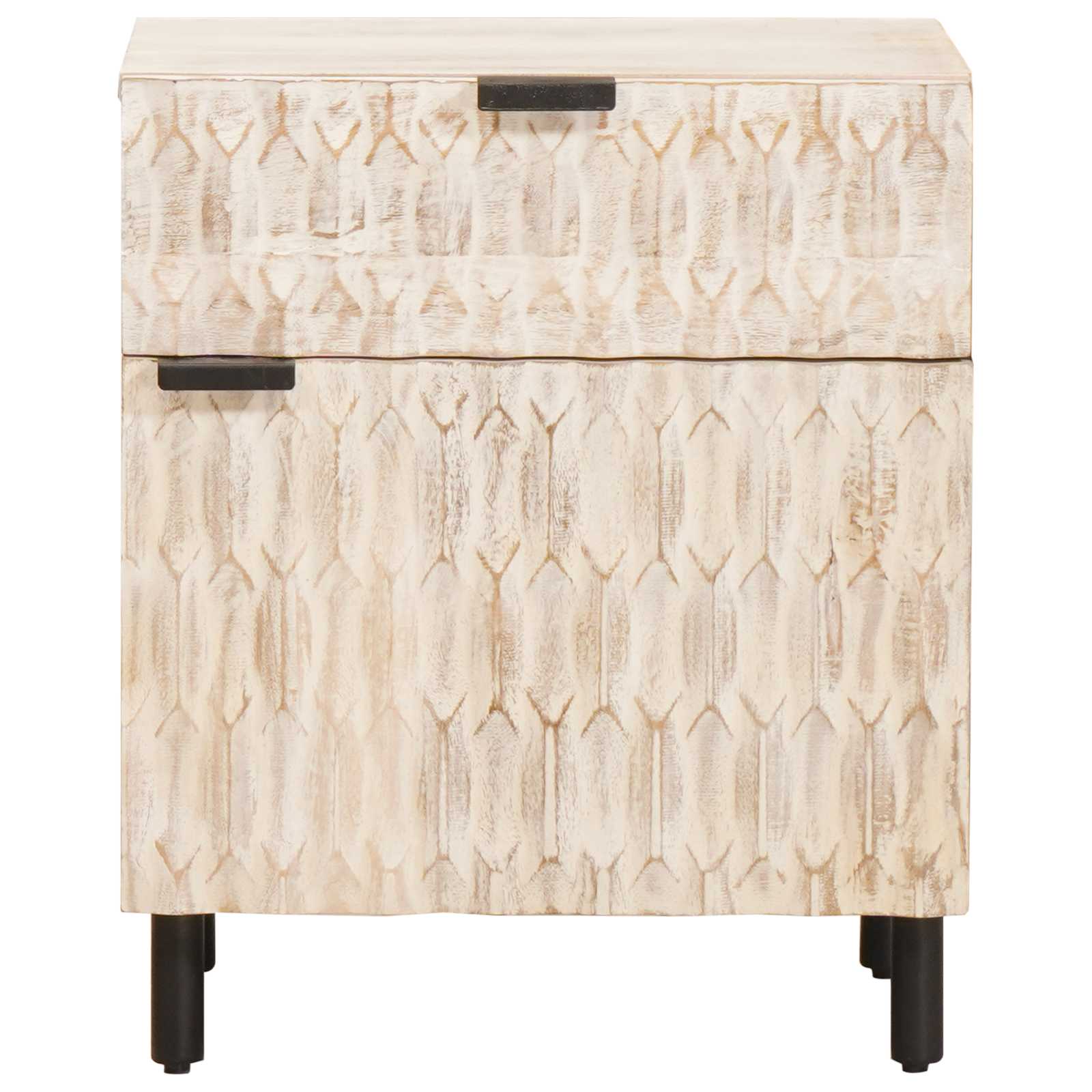 Nachttisch mit Schubladen Weiß 50 x 33 x 60 cm Massivholz Mango