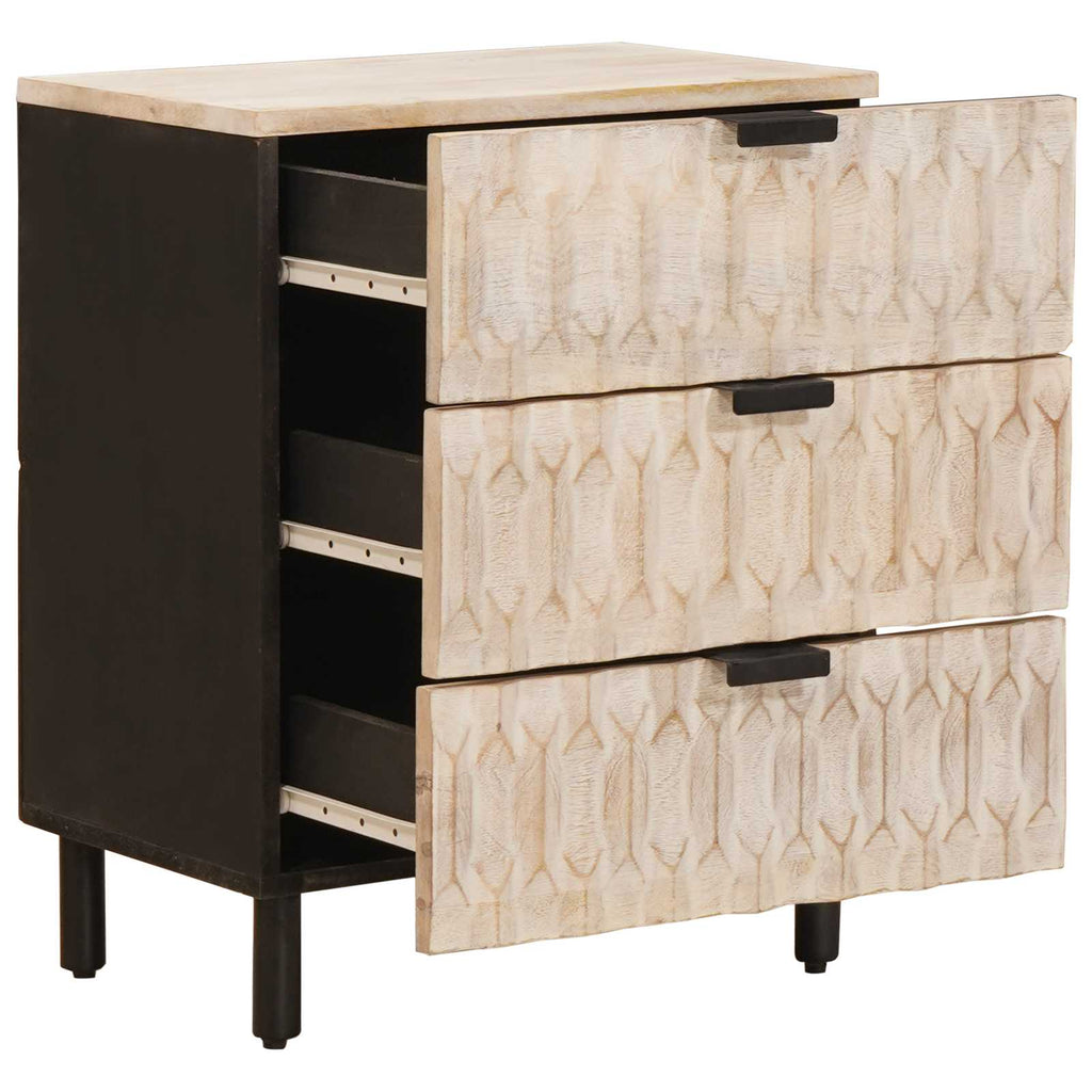 Nachttisch mit Schubladen Weiß 50 x 33 x 62 cm Massivholz Mango