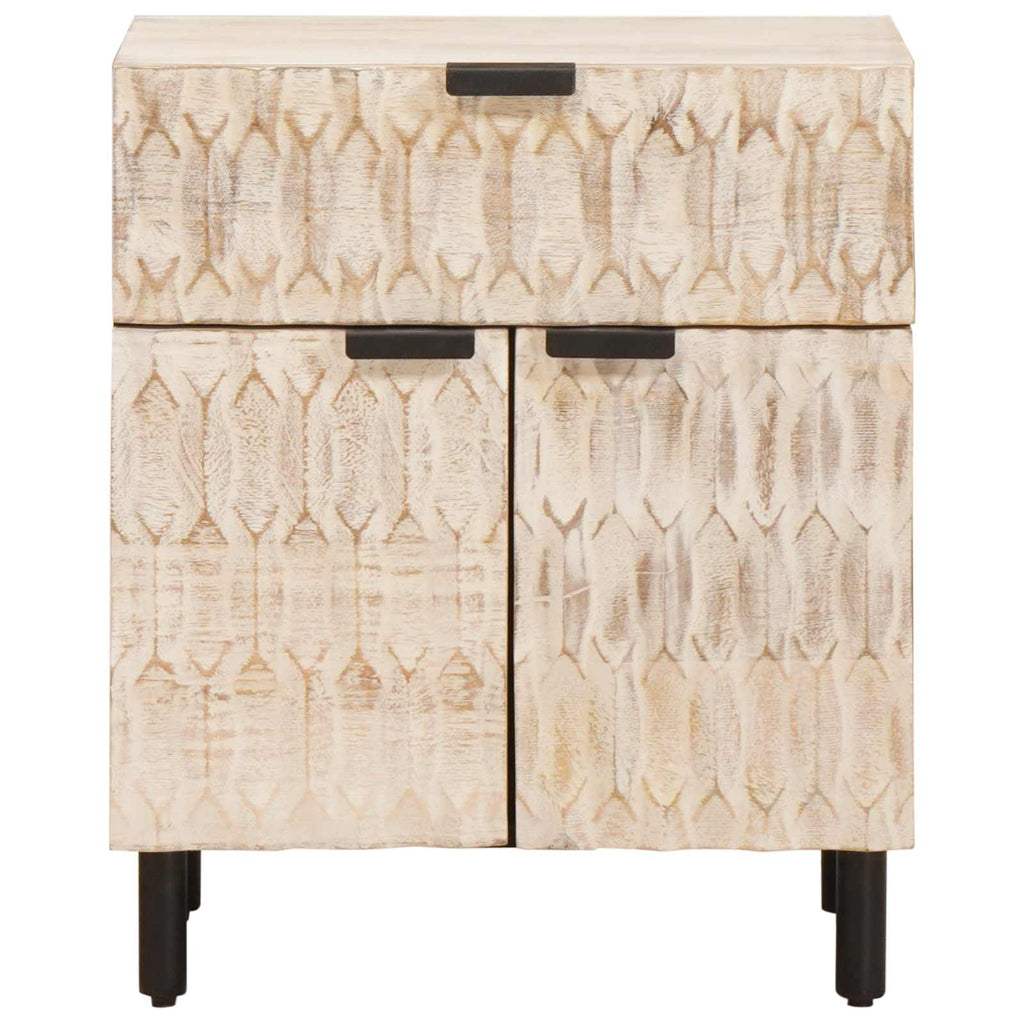 Nachttisch mit Schubladen Weiß 50 x 33 x 60 cm Massivholz Mango