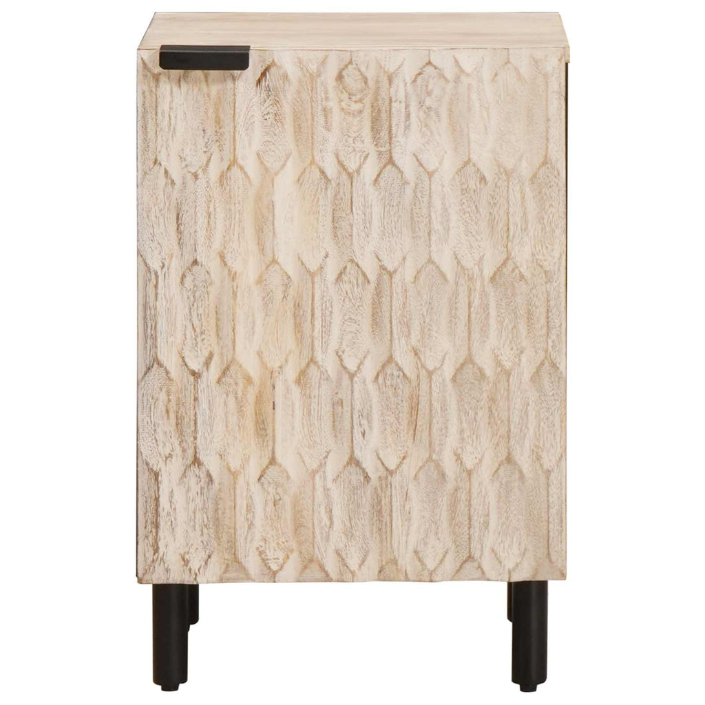 Badezimmerschrank mit Tür Weiß 38 x 33 x 58 cm Massivholz Mango