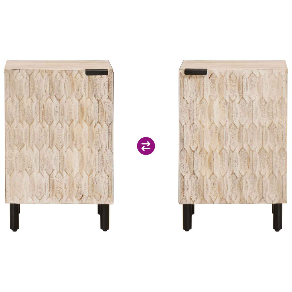 Badezimmerschrank mit Tür Weiß 38 x 33 x 58 cm Massivholz Mango