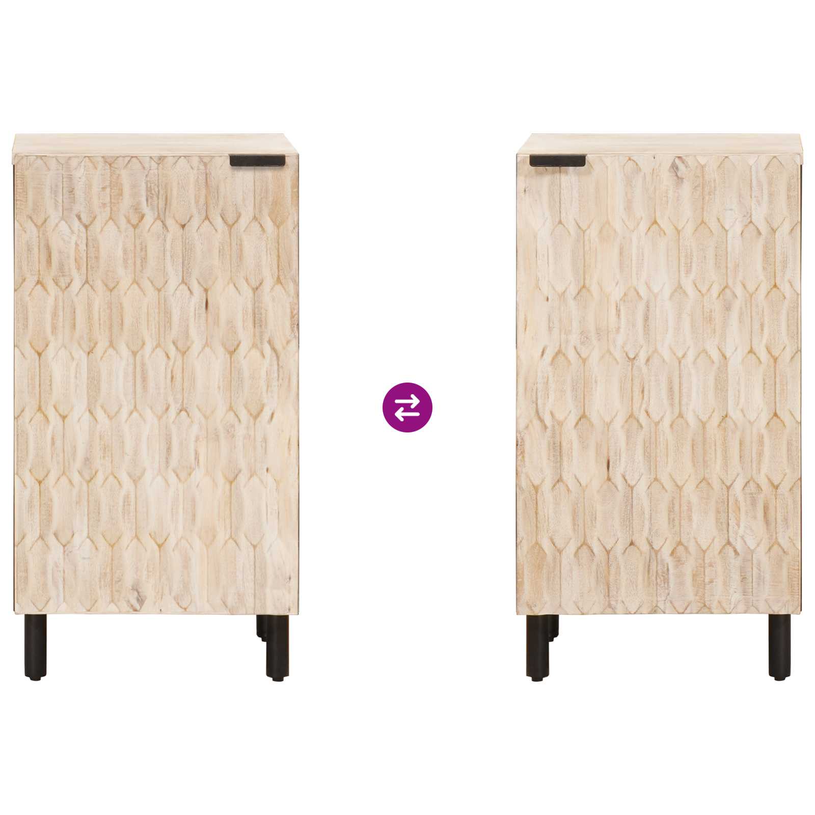Sideboard mit Tür Weiße gewaschene Oberfläche 40 x 33 x 75 cm