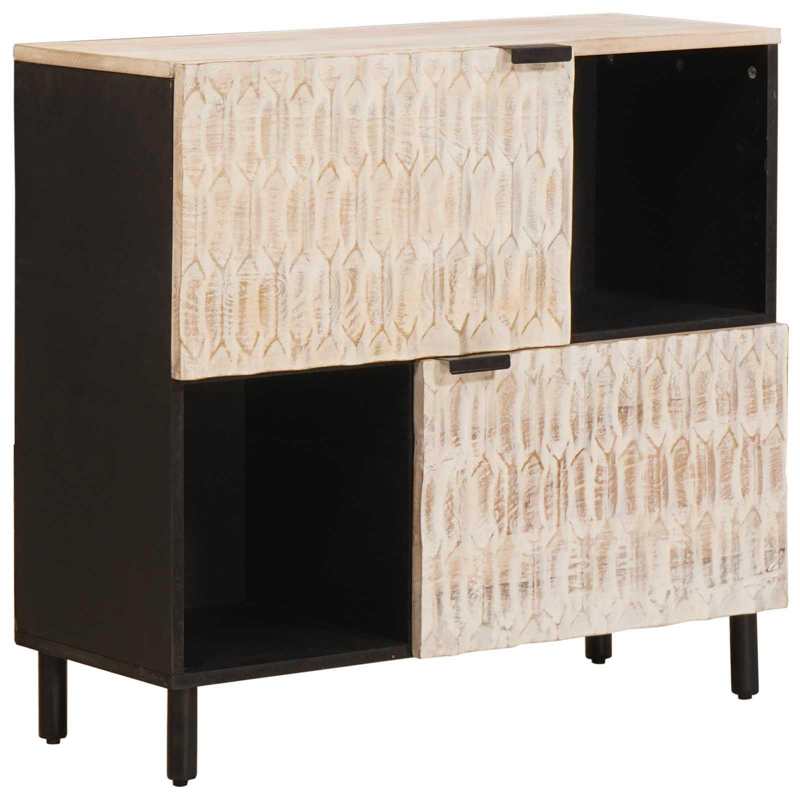 Sideboard mit Tür Weiße gewaschene Oberfläche 80 x 33 x 75 cm
