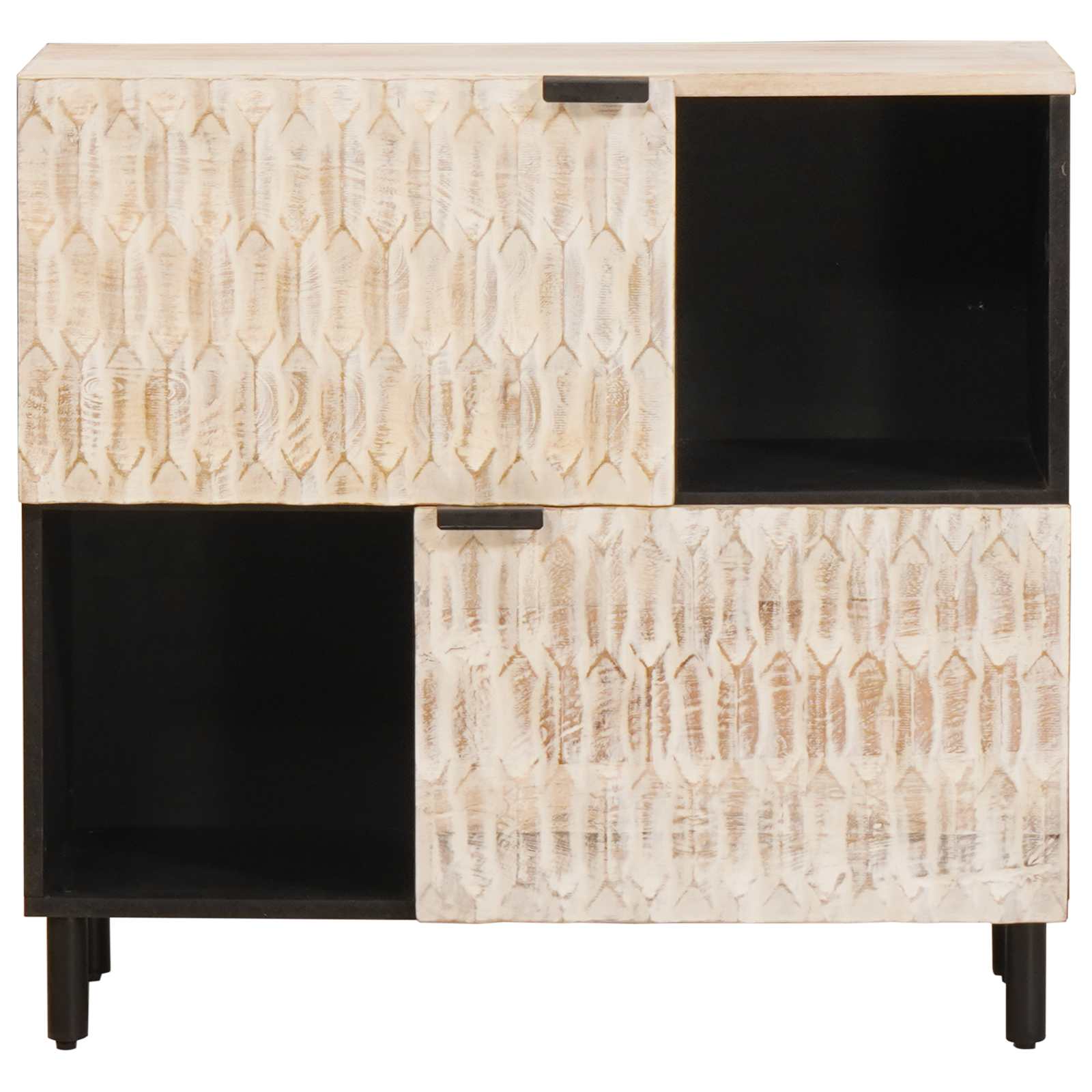 Sideboard mit Tür Weiße gewaschene Oberfläche 80 x 33 x 75 cm