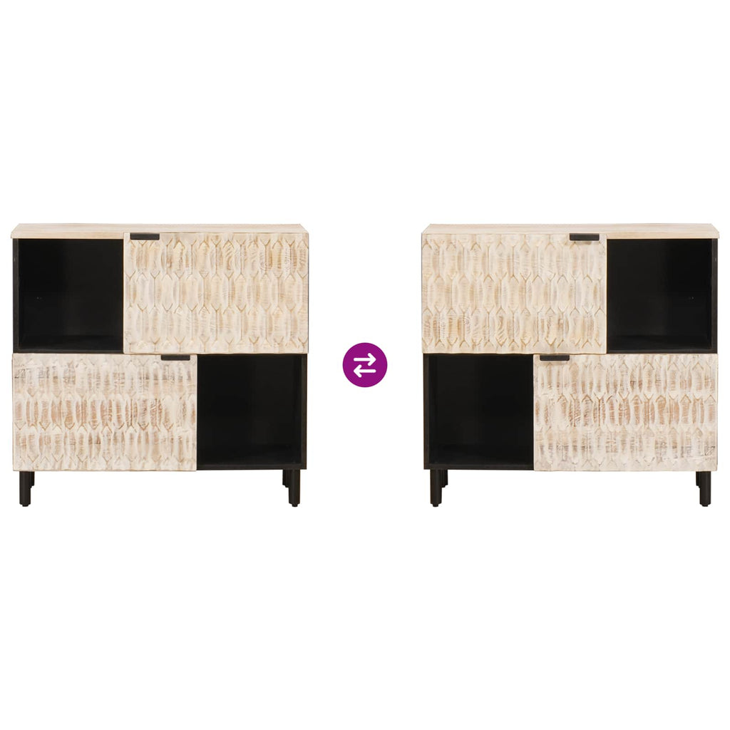 Sideboard mit Tür Weiße gewaschene Oberfläche 80 x 33 x 75 cm