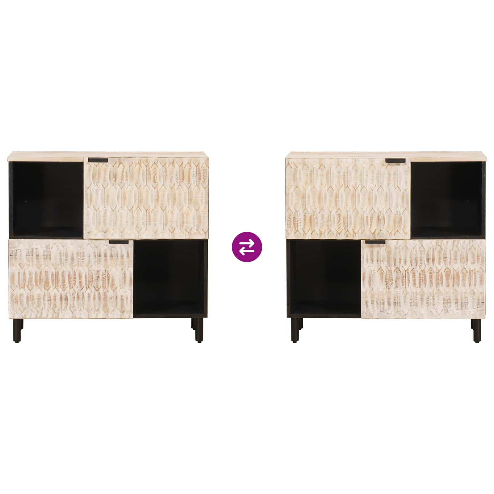 Sideboard mit Tür Weiße gewaschene Oberfläche 80 x 33 x 75 cm