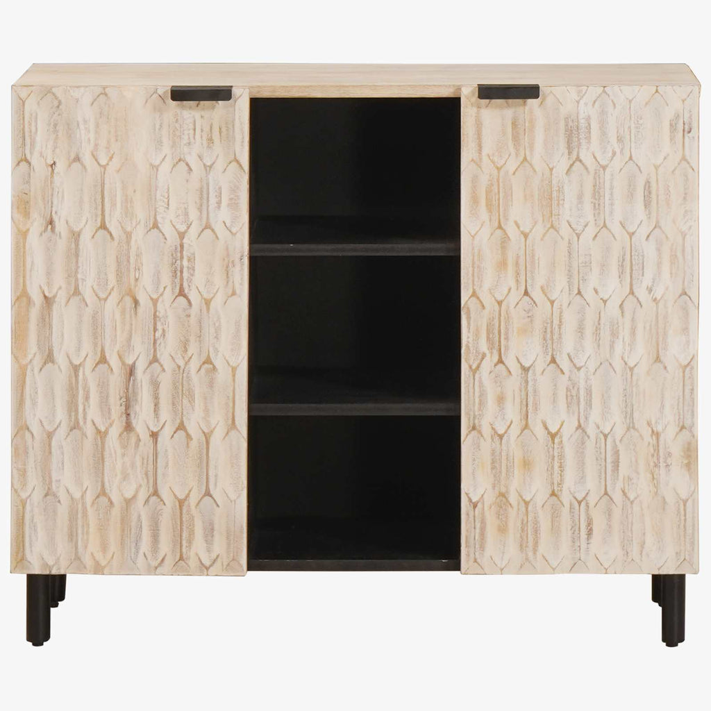 Sideboard mit Regal Weiße gewaschene Oberfläche 90 x 33 x 75 cm
