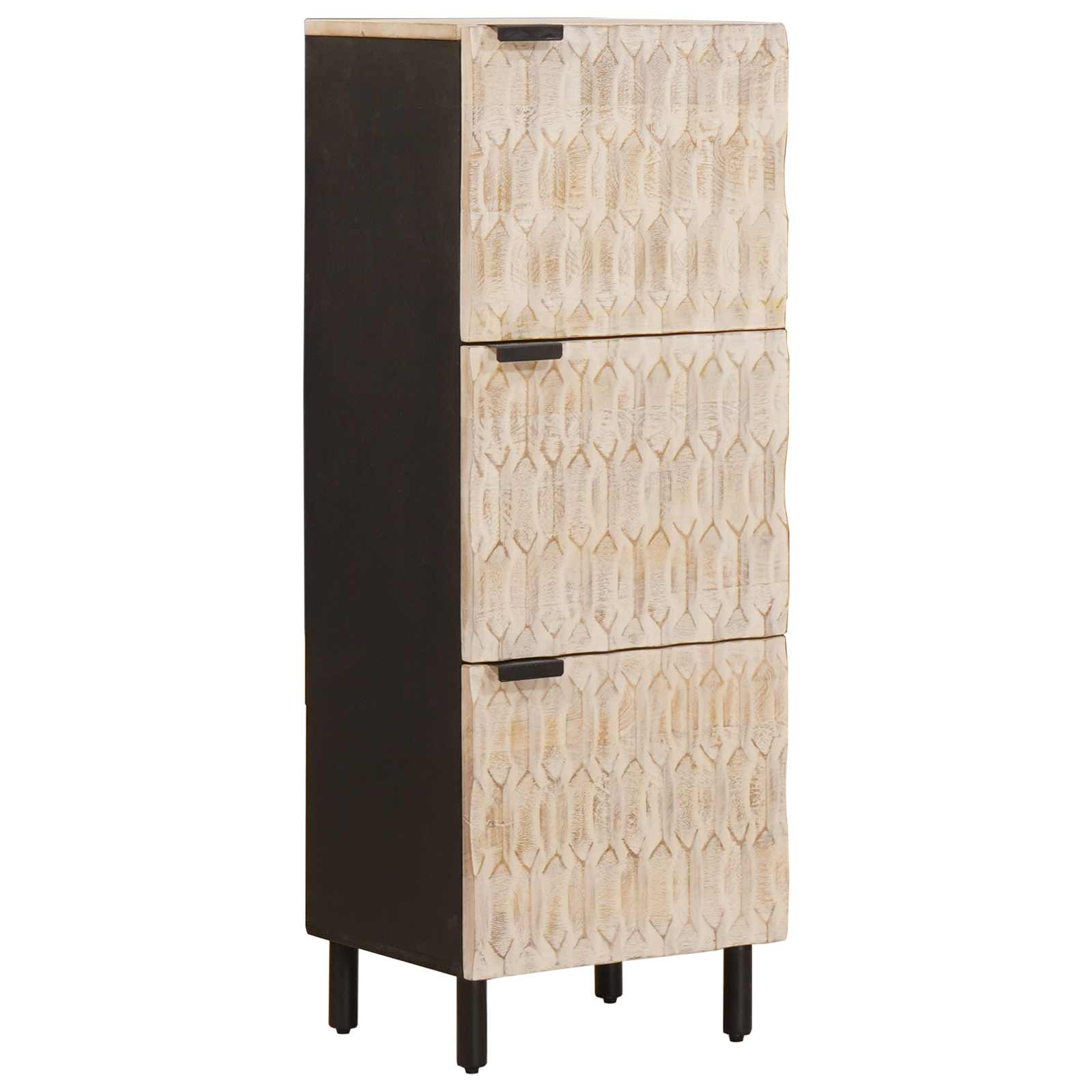 Highboard mit Tür Weiße gewaschene Oberfläche 40 x 33 x 110 cm