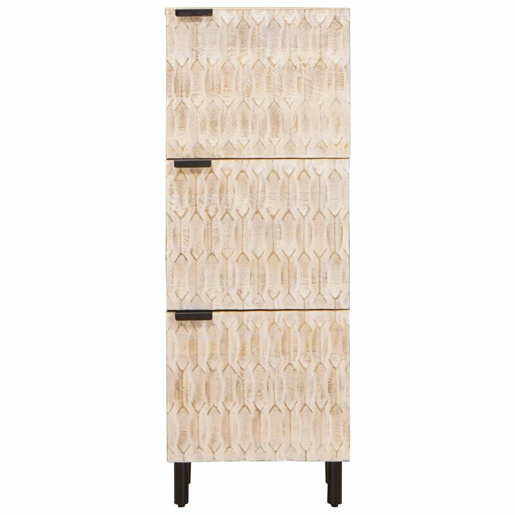 Highboard mit Tür Weiße gewaschene Oberfläche 40 x 33 x 110 cm