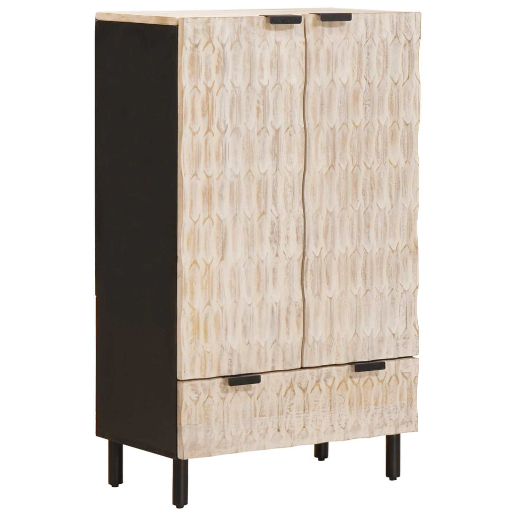Highboard mit Tür Weiße gewaschene Oberfläche 60 x 33 x 100 cm
