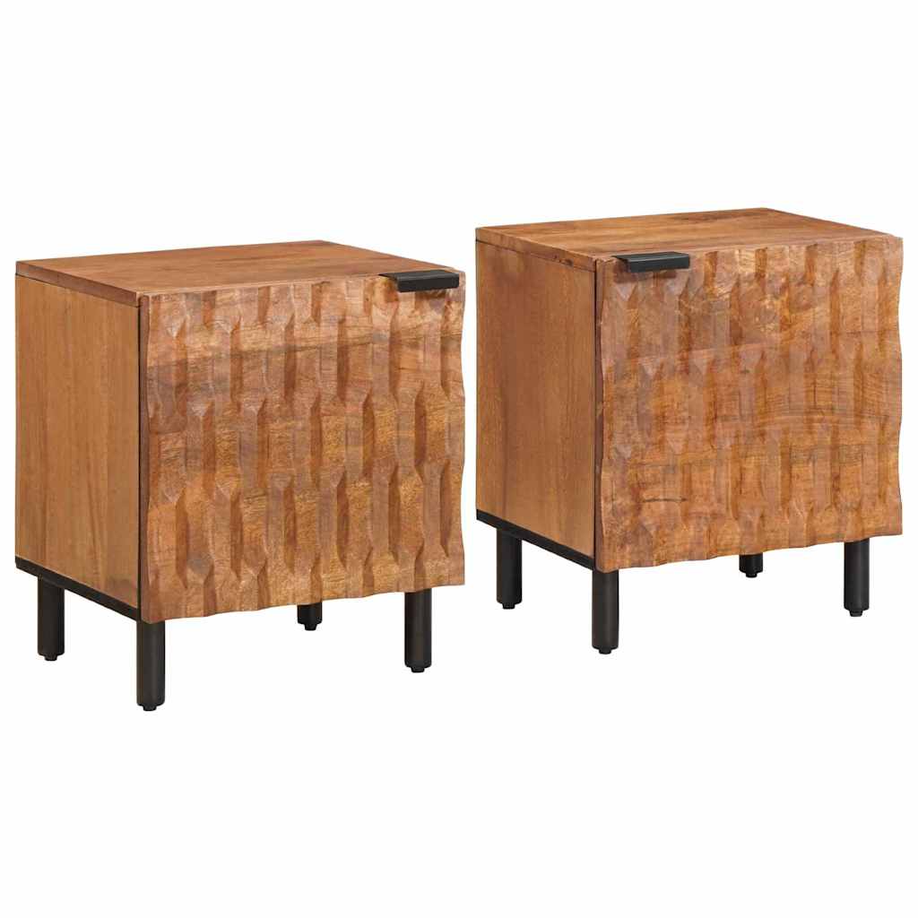 Nachttisch 2 pcs Braun 40 x 33 x 46 cm Massivholz Mango