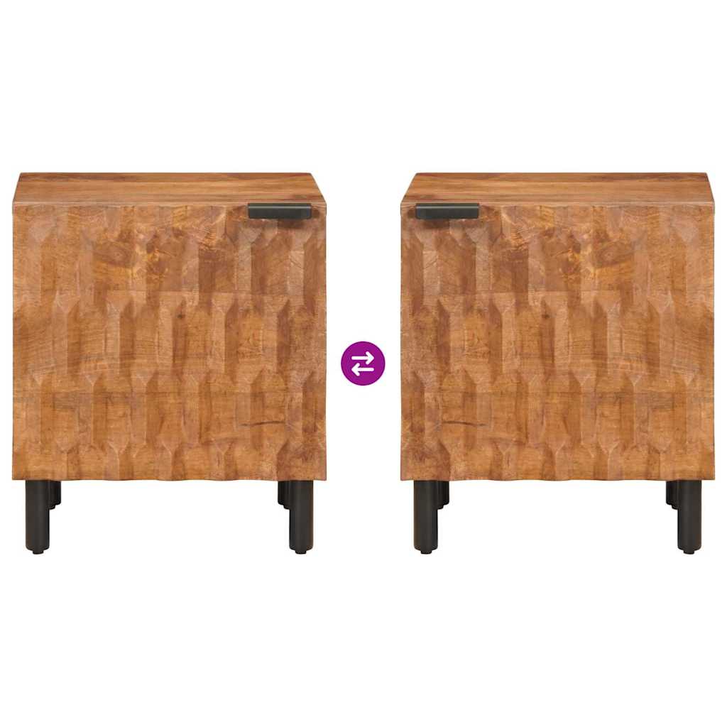 Nachttisch 2 pcs Braun 40 x 33 x 46 cm Massivholz Mango