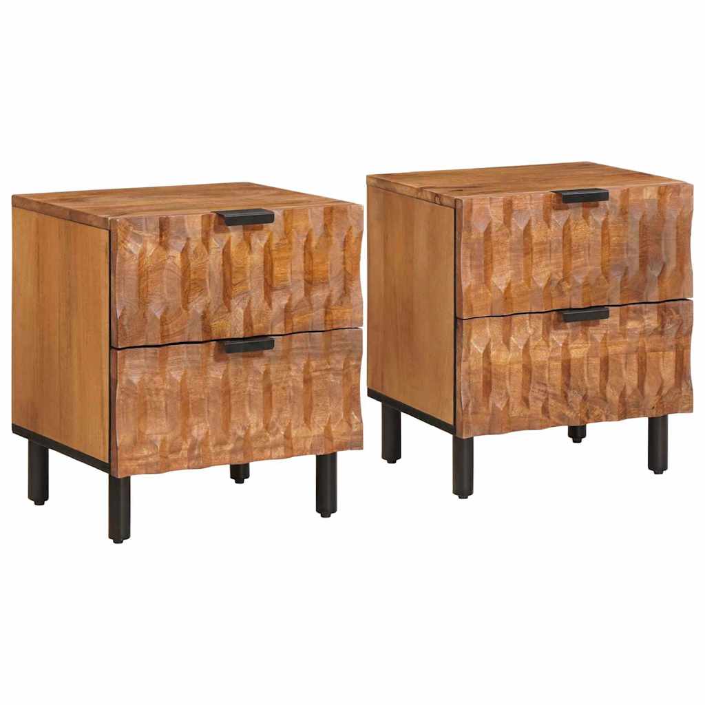 Nachttisch 2 pcs Braun 40 x 33 x 46 cm Massivholz Mango