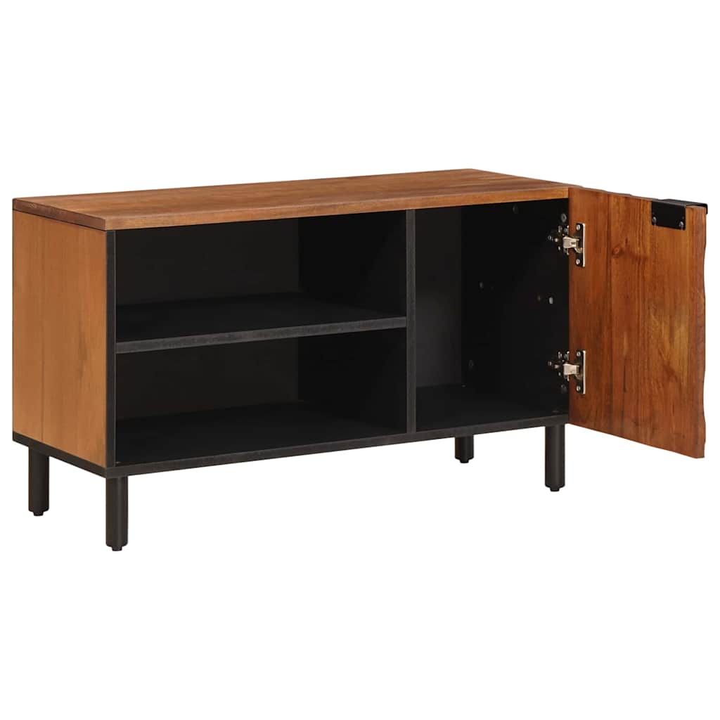 TV-Schränk mit Tür Akazienbraune Oberfläche 80 x 33 x 46 cm