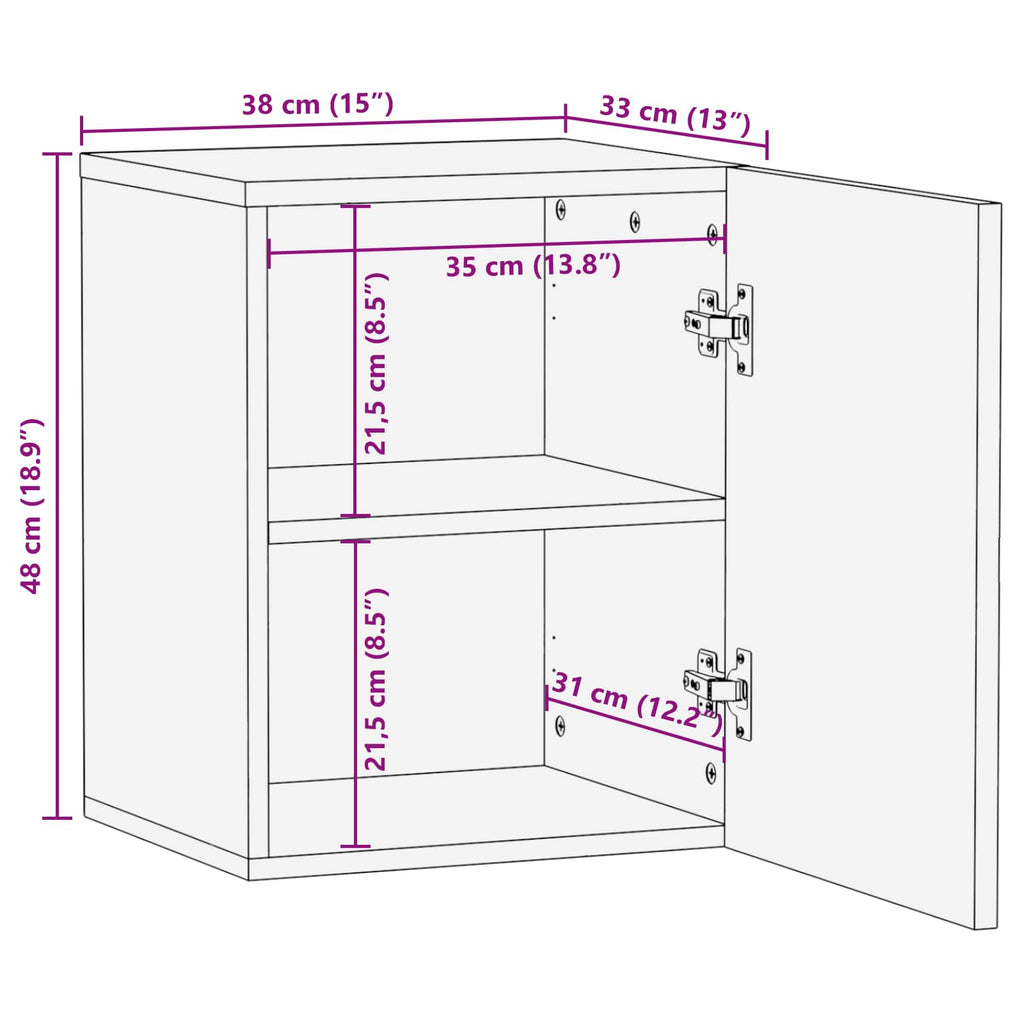 Badezimmer Hängeschrank Braun 38 x 33 x 48 cm Massivholz Mango