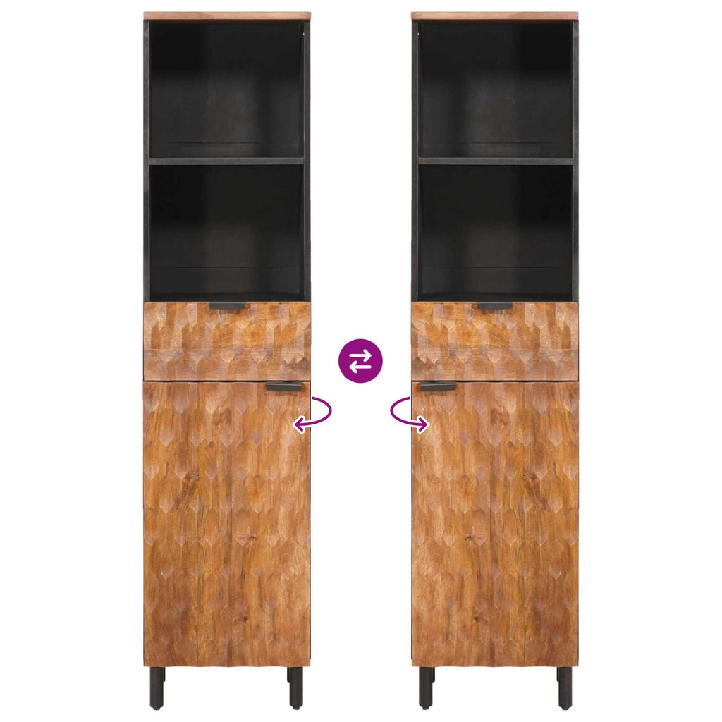 Badezimmerschrank Braun 38 x 33 x 160 cm Massivholz Mango