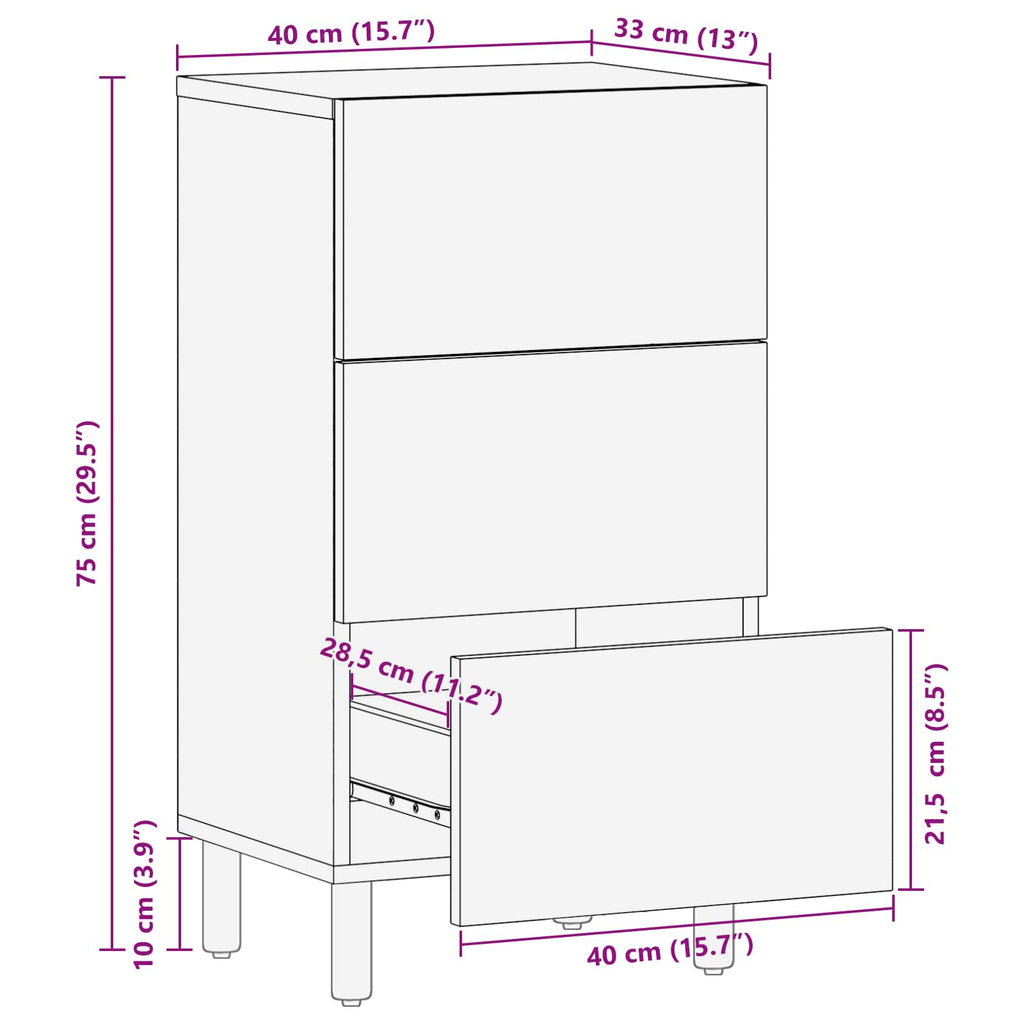 Sideboard mit Speicher Akazienbraune Oberfläche 40 x 33 x 75 cm