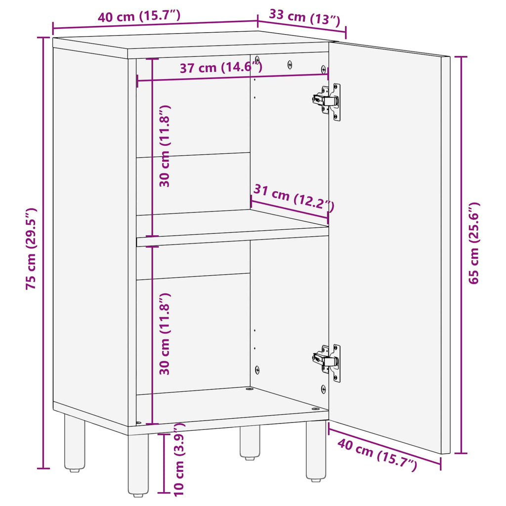 Sideboard mit Speicher Akazienbraune Oberfläche 40 x 33 x 75 cm