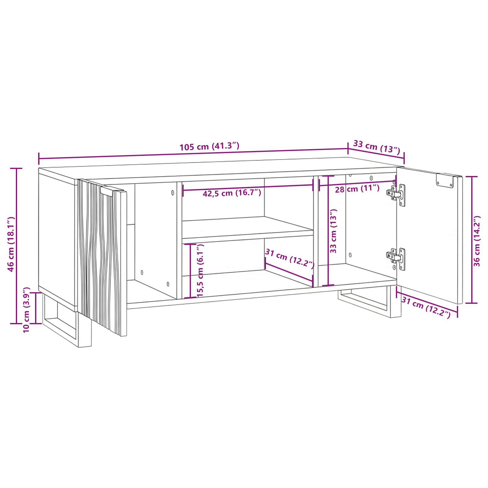 TV-Einheiten Braun 105 x 33 x 46 cm Holzwerkstoff