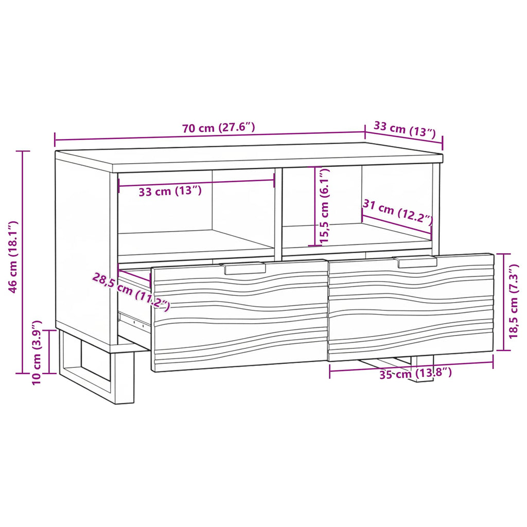 TV-Einheiten mit Schubladen Braun 70 x 33 x 46 cm Holzwerkstoff