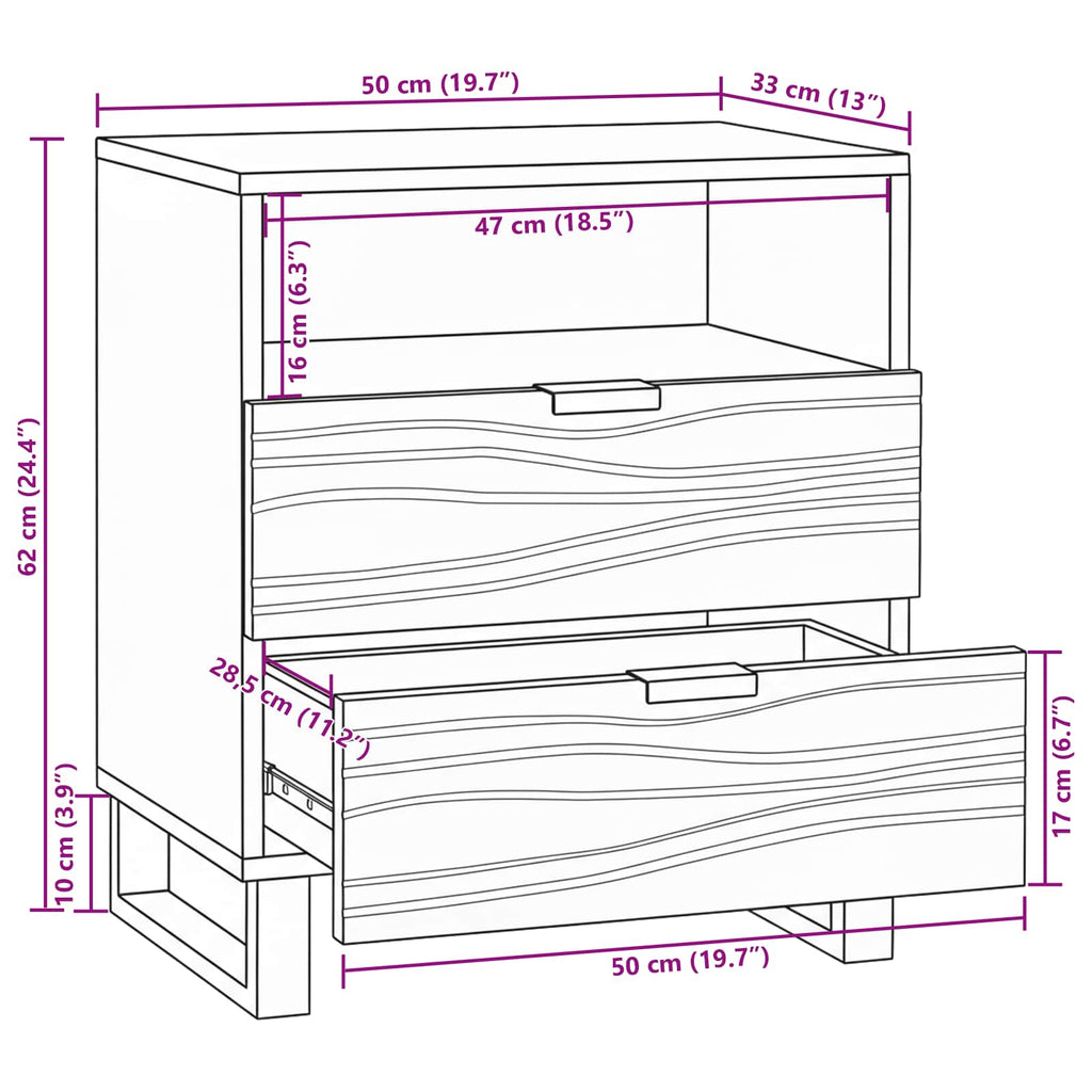 Nachttisch Natur 50 x 33 x 62 cm Holzwerkstoff