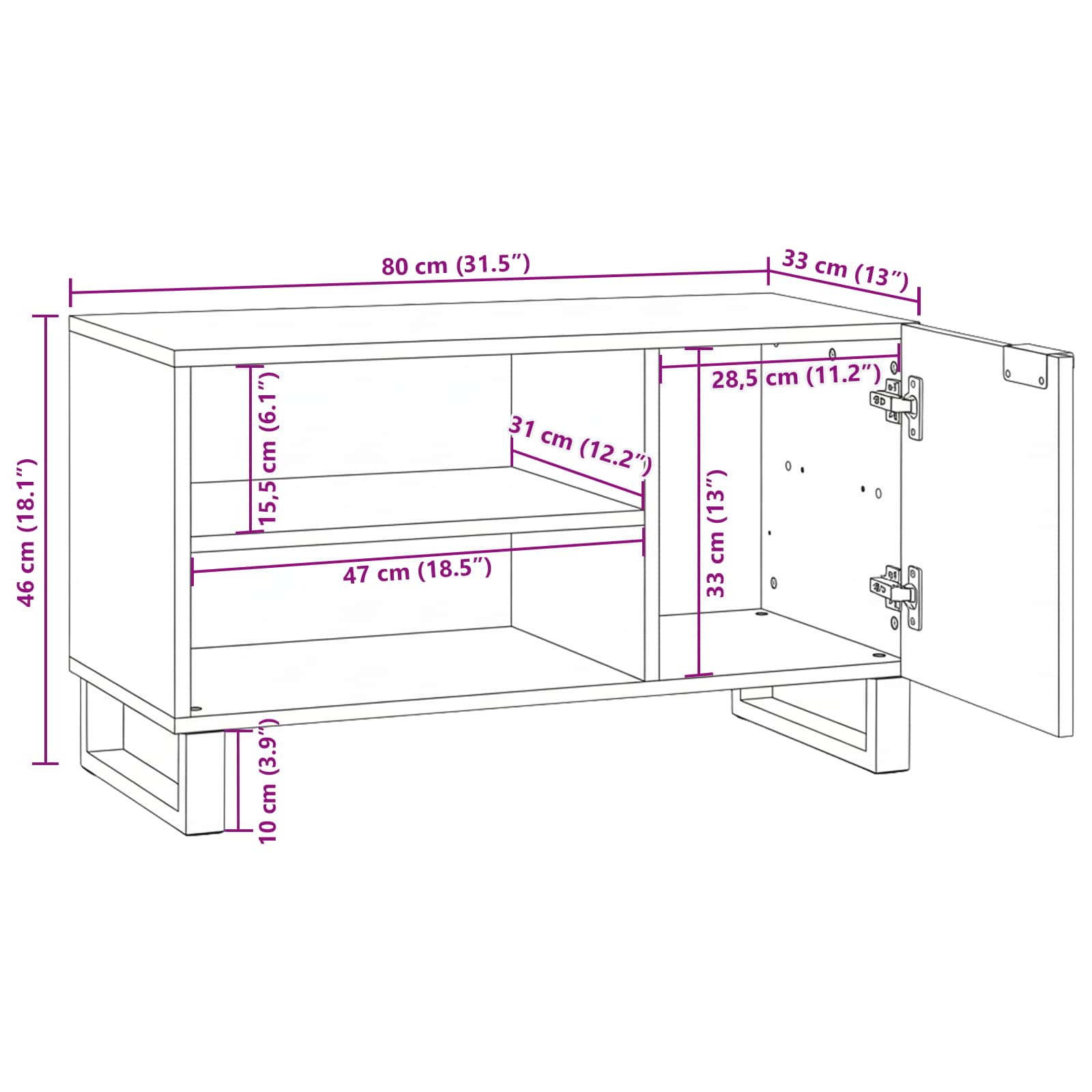 TV-Einheiten Braun 80 x 33 x 46 cm Holzwerkstoff