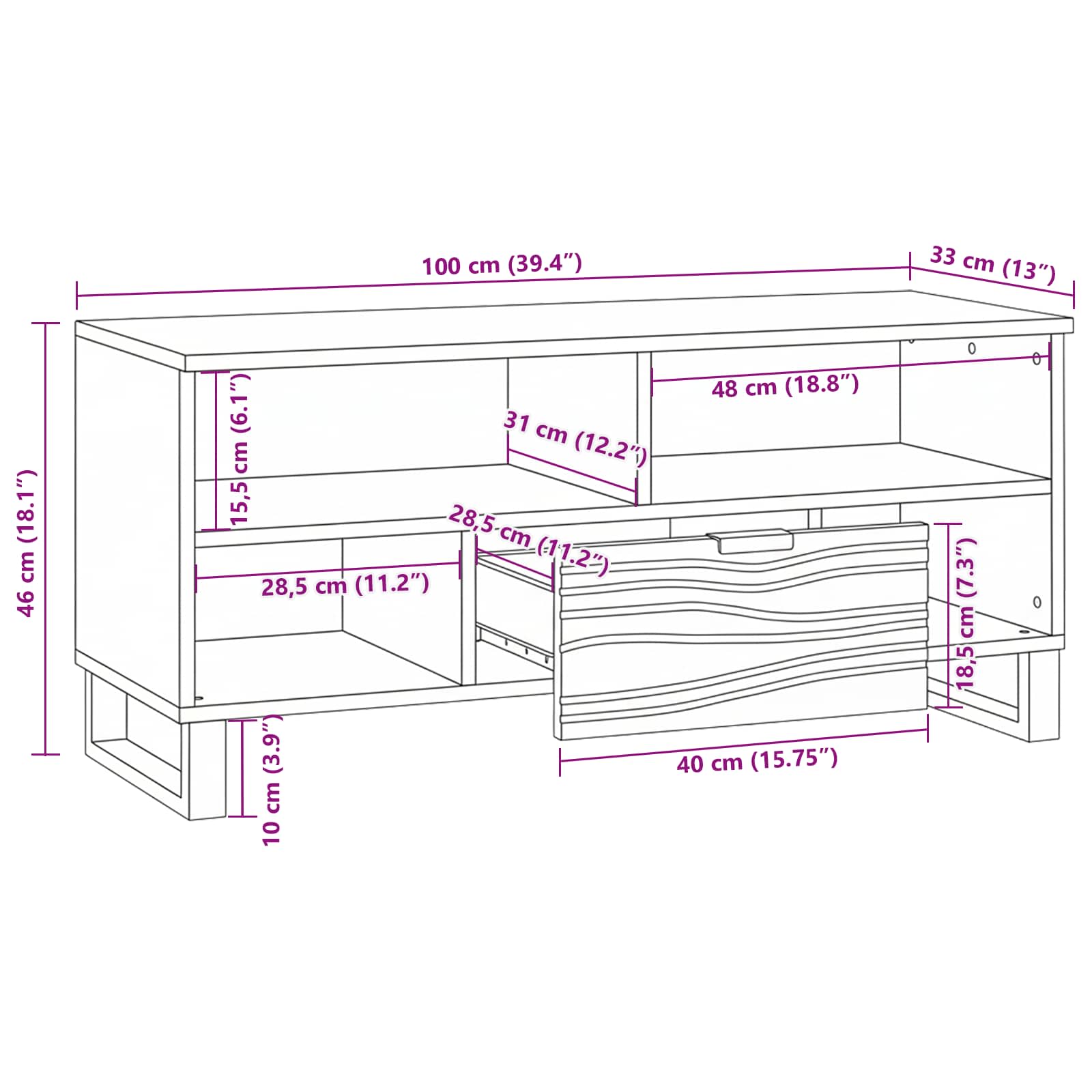 TV-Einheiten Braun 105 x 33 x 46 cm Holzwerkstoff